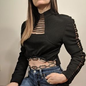 Hand-Made Wearable Art Crop Top w/ Belly Chain